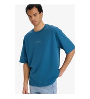 Defacto Boxy Fit indigo Erkek T-Shirt F9684AX/IN194