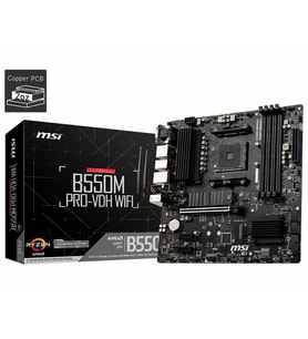 MSI B550M PRO-VDH WIFI B550 DDR4 Vga GLan mATX HDMI DVI M.2 USB3.2 WIFI AM4 AMD Anakart (Siyah)