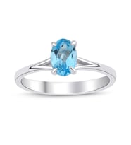 Blue Topaz Oval Tektaş Yüzük