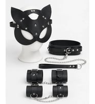 Giyim Siyah Maske Tasma Kelepçe Harness 4'lü Set Premium Konsept Aksesuar