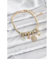 Pirinç Gold Renk Güneş Charmlı Kadın Bileklik - TJ-BB8185