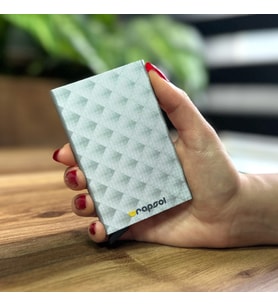 Mekanizmalı Kartlık Rfid Korumalı Alüminyum Otomatik Mekanizmalı Kredi Kartlık Desenli Prizma Gri