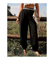 Kadın Yüksek Bel Beli Lastikli Dökümlü Ve Beli şeritli Pera Pantolon