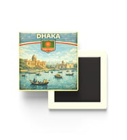 Retro Bangladeş Dakka Şehri Temalı Vintage Buzdolap Magneti – 9x9 cm