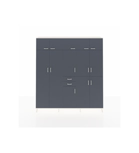 Arges Gardrop 10 Raflı 2 Çekmeceli 3 Askılı 220x30x243 Aytaşı-Antrasit