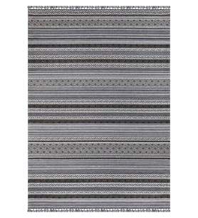 Siyah Renkli Kaymaz Tabanlı Yıkanabilir Makine Dokuma Kilim
