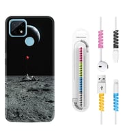 Realme C11 C21 C21Y C25Y C11 2021 Kılıf Kablo Koruma Spiral Silikon Astronoot Red Baloon 1608