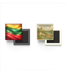 Buzdolap Magnetleri - Litvanya Bayrağı ve Paper Cut Tema - 2'li Set Magneti