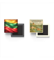 Buzdolap Magnetleri - Litvanya Bayrağı ve Paper Cut Tema - 2'li Set Magneti