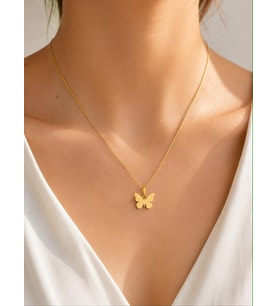 Kişiye Özel Kelebek Figürlü Kolye 925K Gümüş (Gold)