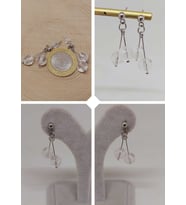 Doğaltaş Silver Çelik Küpe - Kristal Kuvars Taşı Kiraz Serisi (55670)