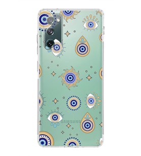 PrintiFy Samsung Galaxy S20 FE ile Uyumlu Nazar Boncuğu 5  Kamera Korumalı Şeffaf Silikon Kılıf