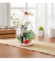 Mini Armut Teraryum – Canım Öğretmenim Figürlü Kuru Çiçekli Fanus 21 cm - Öğretmenler Günü Özel
