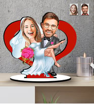 Sevgililer Günü Hediyesi Kalpli Karikatür   Mdf  Biblo (Çok Renkli)