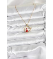 Northcity 316L Çelik Zincir Gold Zirkon Taşlı Yılbaşı Tema Kadın Kolye 5886
