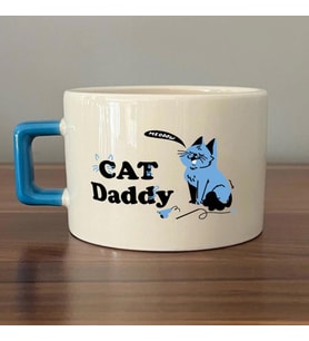 Cat Daddy Baskılı Mavi Kulplu C Fincan