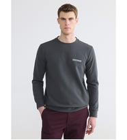 LCWAIKIKI Classic Antrasit Bisiklet Yaka Baskılı Erkek Sweatshirt