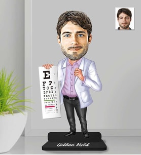 Kişiye Özel Tıp Göz Doktoru Erkek Ahşap Biblo-1
