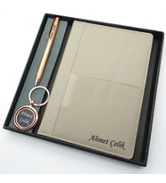 Signator® Codex  N281 Kişiye Özel Defterli Set - İsme Özel Rose Gold Kalem + İsme Özel Bej Defter + İsme Özel Anahtarlık İsme Özel Kutusunda Hediyelik Set (Karışık)