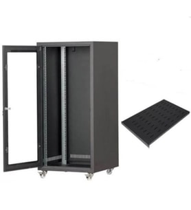 SETRACK 19'' 20U 600X600 TEKERLEKLİ CAMLI RACK KABİNET+SABiT RAF