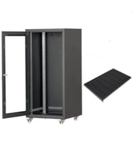 SETRACK 19'' 20U 600X600 TEKERLEKLİ CAMLI RACK KABİNET+SABiT RAF