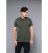 Polo Yaka Düz Haki Erkek T-shirt - Wessi (Yeşil)