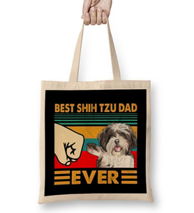 Best Shih Tzu Dad Ever Gift Bez Çanta Uzun Saplı