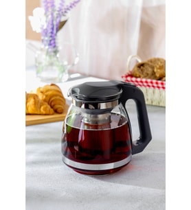 Siyah Süzgeçli Cam Demlik 1500 Ml