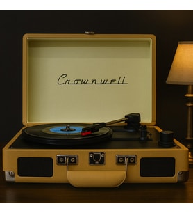 Nostaljik Crownwell Pikap – Kumaş Kaplama, Hoparlör Girişli, Çantalı Model (Bej - Kahverengi)