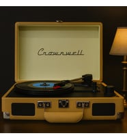 Nostaljik Crownwell Pikap – Kumaş Kaplama, Hoparlör Girişli, Çantalı Model (Bej - Kahverengi)