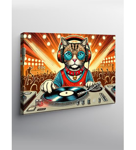 Kanvas Tablo Dj Kedi: Ritimlerin Efendisi