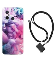 Xiaomi Redmi 12C Kılıf Resimli Boyun Askılı İpli Desenli Silikon Pink Cloud 1305