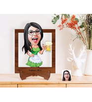 BK Gift Kişiye Özel Kadın Karikatürlü Ahşap Standlı 3D Biblo-30 (Beyaz)