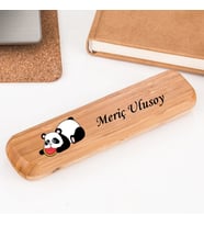 Kişiye Özel Panda Tasarım Kutulu İsim Yazılı Bambu  Kalem Seti
