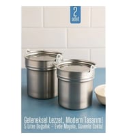 2 Li Yoğurt Bakracı – Paslanmaz Çelik 5 Litre Kapaklı, Hijyenik Dayanıklı
