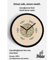 İsme Özel Renkli Balık Çocuk Odası Duvar Saati Orta Boy 30 cm Siyah Camlı Sessiz