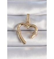 Pirinç Gold Renk Zirkon Taş Detaylı Kalp Figür Ajda Charm 5886 - HPSBYI8509-4636
