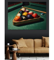 Üçgen Dizilmiş Renkli Bilardo Topları Dekoratif Kanvas - Mdf Ahşap Tablo