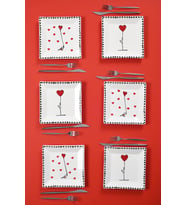 6'lı Handmade Seramik Love Model Pasta Tabağı Tatlı Meyve Tabak Sunum Seti 20cm