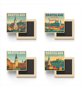 Bratislava Slovakya - 4 adet - 9x9 cm Buzdolap Magneti