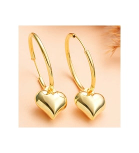 Gümüş Gold Kalp Sallantılı Kadın Küpe CSR2185163