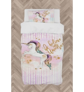 MEKTA HOME BEBEK VE ÇOCUK ODASI Yıldızlı Unicorn Desenli Nevresim Takımı