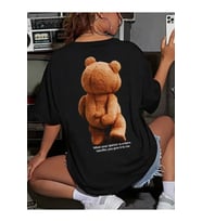 Baskılı Oversize Bisiklet Yaka T-shirt - Siyah