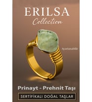 Sertifikalı Doğal Prehnit Prinayt Taşı Yüzük – Kalın Tımbıl Kasa Gold Renk Ayarlanabilir (Çok Renkli)