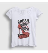 Presmono Kadın Beyaz Crush Destroy Smash The Patriarchy T-Shirt 520628tt