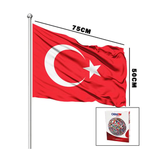 TÜRK BAYRAĞI ALPAKA KUMAŞ 50X75CM (5343)