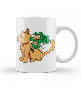 Cute Leprechaun Riding a Cat St