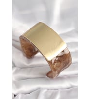 Kahverengi Mermer Desen Akrilik Platik Gold Dikdörtgen Plaka Model Vintage Kadın Bilezik TJ-BB6686