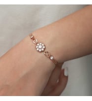 Gümüş Rose Çiçek Modelli Bileklik