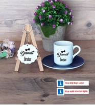 Damat Türk Kahvesi Fincanı Lacivert ve Ahşap Anahtarlık Hediye (Model 1)